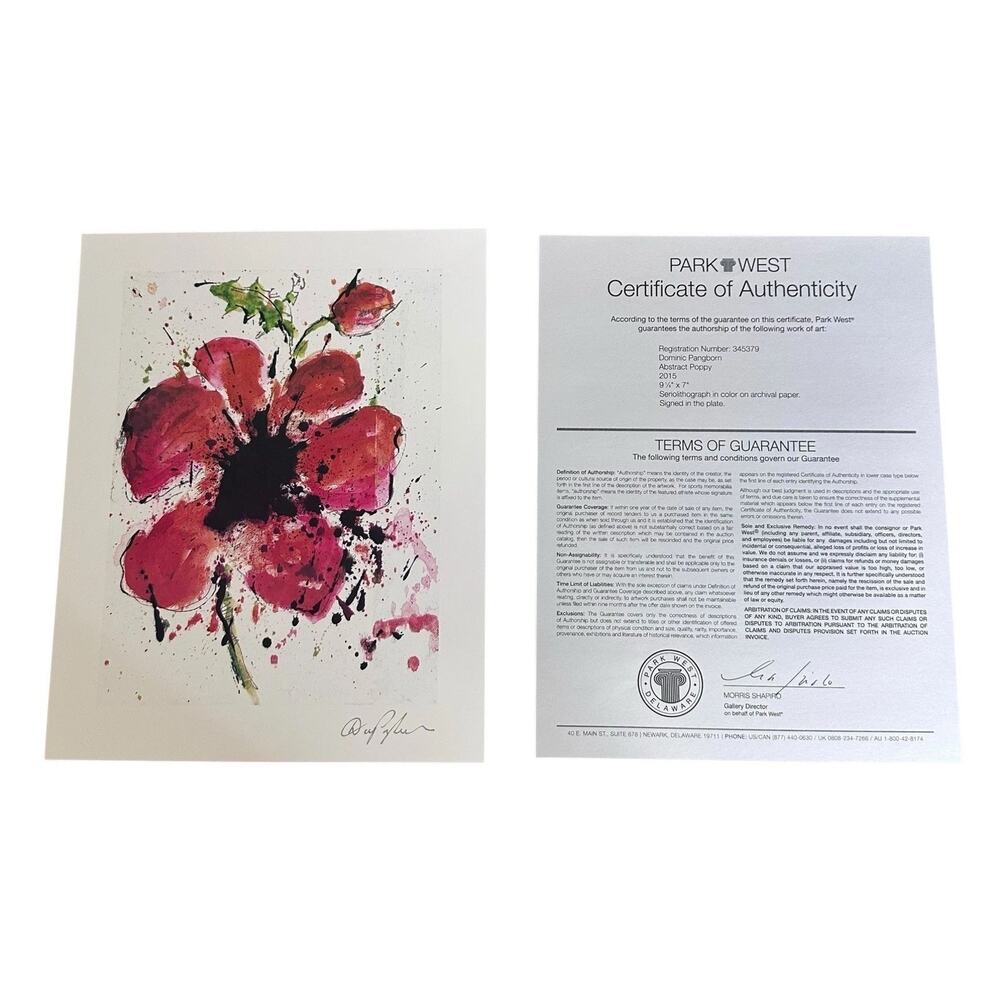 Dominic Pangborn Abstract Poppy Seriolithograph Signed in Plate Park West COA